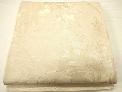 平和屋着物＊夏物　六通柄袋帯　流水草花文　金糸　正絹　逸品　CAAV5151eg