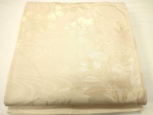 平和屋着物＊夏物　六通柄袋帯　流水草花文　金糸　正絹　逸品　CAAV5151eg