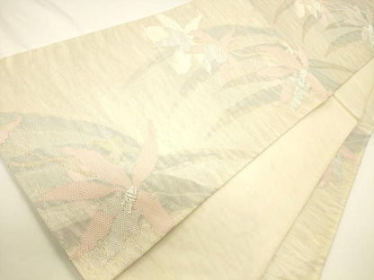 平和屋着物＊夏物　六通柄袋帯　草花文　金銀糸　正絹　逸品　CAAV5164eg