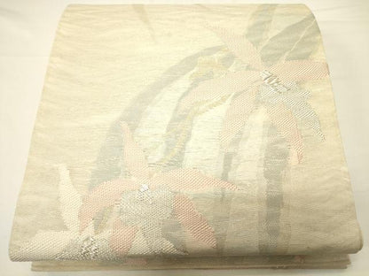 平和屋着物＊夏物　六通柄袋帯　草花文　金銀糸　正絹　逸品　CAAV5164eg