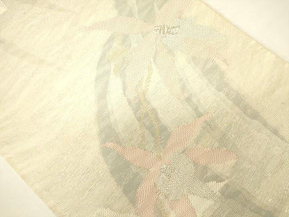 平和屋着物＊夏物　六通柄袋帯　草花文　金銀糸　正絹　逸品　CAAV5164eg