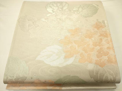平和屋着物＊夏物　六通柄袋帯　紫陽花　流水文　銀糸　正絹　逸品　CAAV5166eg