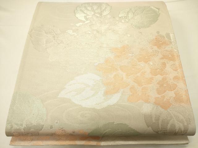 平和屋着物＊夏物　六通柄袋帯　紫陽花　流水文　銀糸　正絹　逸品　CAAV5166eg