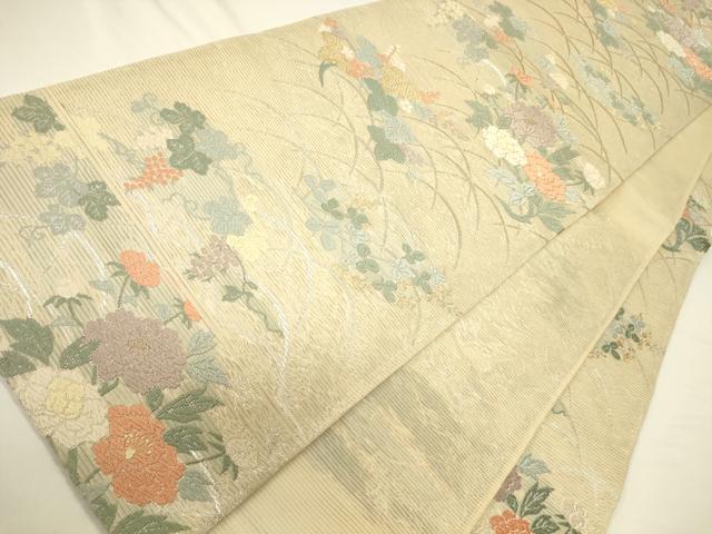 平和屋着物＊夏物　六通柄袋帯　唐織　芝花文　金銀糸　正絹　逸品　CAAV5174eg
