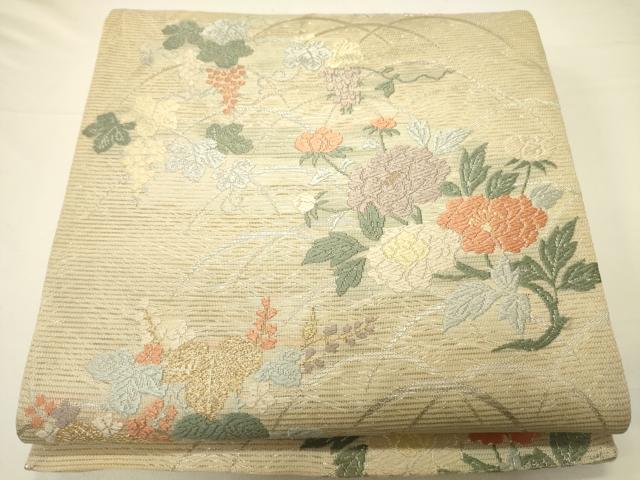 平和屋着物＊夏物　六通柄袋帯　唐織　芝花文　金銀糸　正絹　逸品　CAAV5174eg