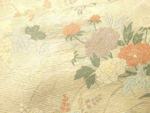 平和屋着物＊夏物　六通柄袋帯　唐織　芝花文　金銀糸　正絹　逸品　CAAV5174eg