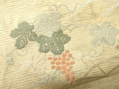 平和屋着物＊夏物　六通柄袋帯　唐織　芝花文　金銀糸　正絹　逸品　CAAV5174eg