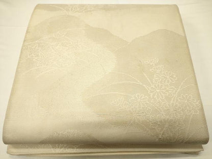 平和屋着物＊夏物　六通柄袋帯　遠山草花文　金銀糸　正絹　逸品　CAAV5178eg