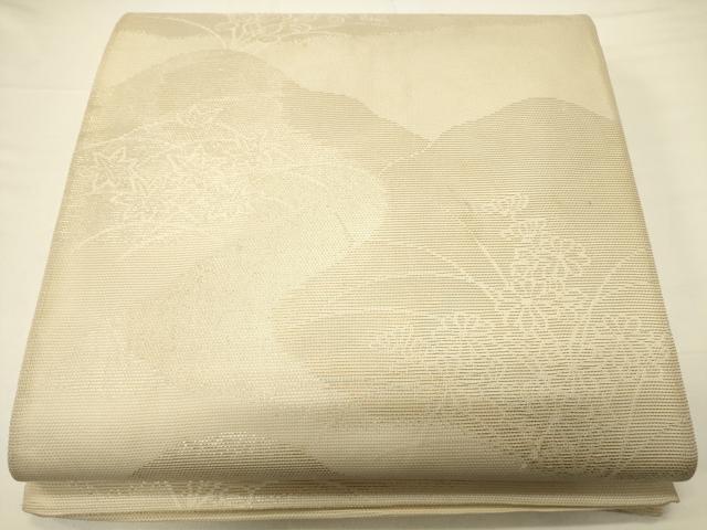 平和屋着物＊夏物　六通柄袋帯　遠山草花文　金銀糸　正絹　逸品　CAAV5178eg