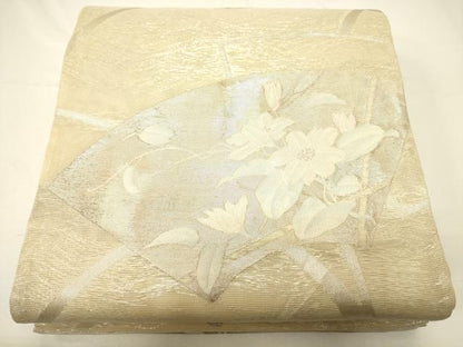 平和屋着物＊夏物　六通柄袋帯　地紙草花文　金銀糸　正絹　逸品　CAAV5181eg