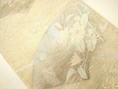 平和屋着物＊夏物　六通柄袋帯　地紙草花文　金銀糸　正絹　逸品　CAAV5181eg