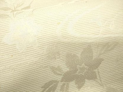平和屋着物＊夏物　六通柄袋帯　流水草花文　銀糸　ラメ糸　正絹　逸品　CAAV5182eg