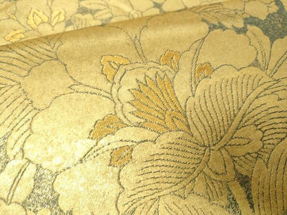平和屋着物●西陣 長嶋成織物 六通柄袋帯 洋花の調 瀞金錦 本金箔 正絹 逸品 CAAV5203yk