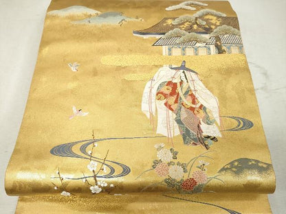 平和屋着物●西陣 長嶋成織物 六通柄袋帯 唐織 王朝優雅 瀞金錦 本金箔 正絹 逸品 CAAV5206yk