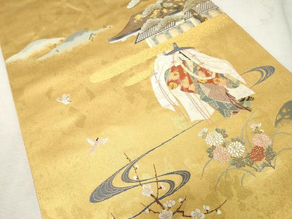 平和屋着物●西陣 長嶋成織物 六通柄袋帯 唐織 王朝優雅 瀞金錦 本金箔 正絹 逸品 CAAV5206yk