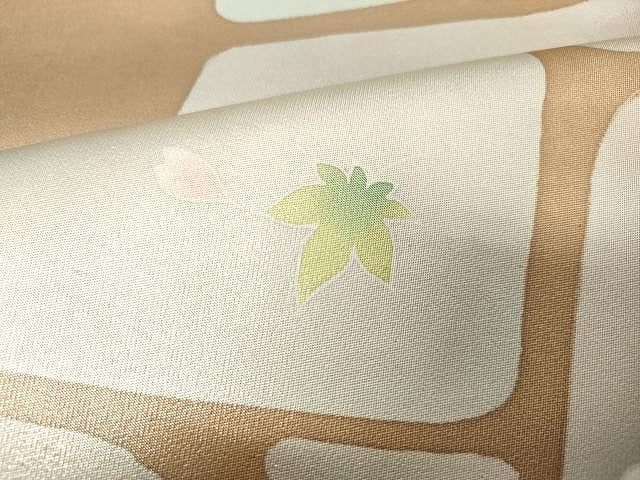 平和屋着物●太鼓柄袋帯 舞花文 引箔 正絹 逸品 CAAV5210yk
