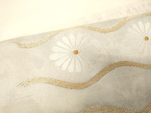 平和屋着物●九寸名古屋帯 銀座きしや 菊 たとう紙付き 金糸 正絹 逸品 CAAV5216yk