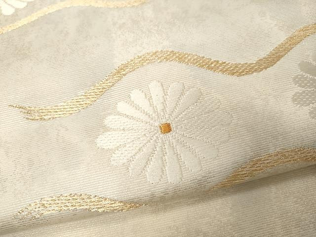 平和屋着物●九寸名古屋帯 銀座きしや 菊 たとう紙付き 金糸 正絹 逸品 CAAV5216yk