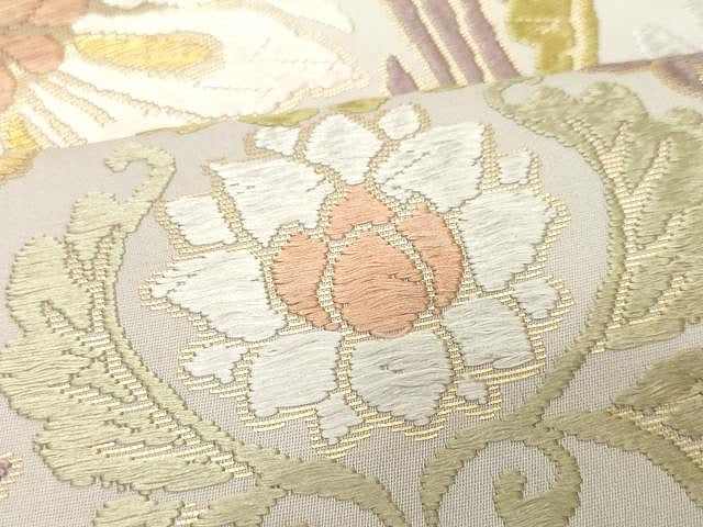 平和屋着物●六通柄袋帯　唐織　更紗花鳥文　金糸　正絹　逸品　CAAV5221yk