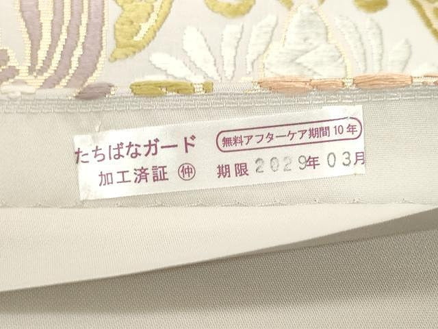 平和屋着物●六通柄袋帯　唐織　更紗花鳥文　金糸　正絹　逸品　CAAV5221yk