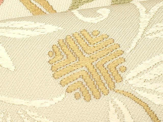 平和屋着物●全通柄　本袋帯　唐織　花唐草文　正絹　逸品　未使用　CAAV5222yk