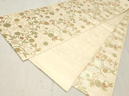 平和屋着物●全通柄　本袋帯　唐織　花唐草文　正絹　逸品　未使用　CAAV5222yk