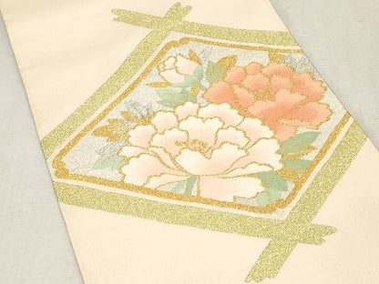 平和屋着物●爪搔き本綴れ　八寸名古屋帯　菱花文　金銀糸　正絹　逸品　CAAV5225yk