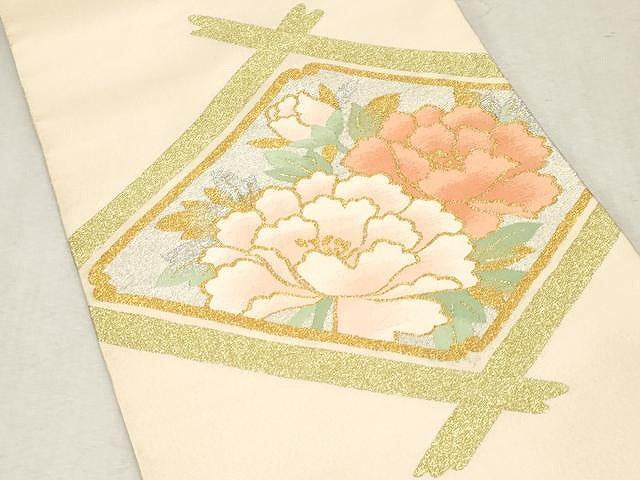 平和屋着物●爪搔き本綴れ　八寸名古屋帯　菱花文　金銀糸　正絹　逸品　CAAV5225yk