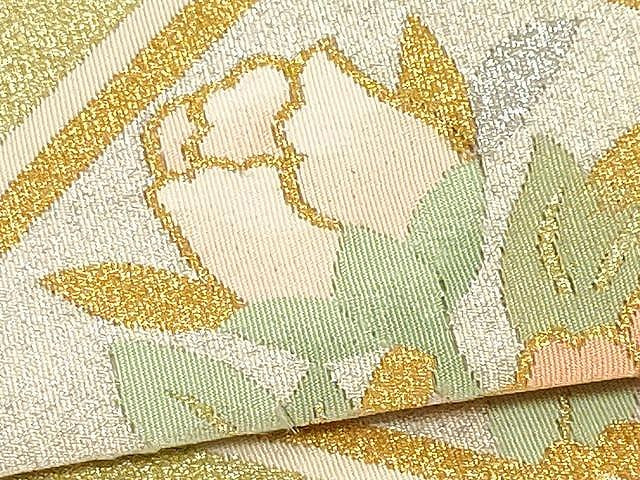 平和屋着物●爪搔き本綴れ　八寸名古屋帯　菱花文　金銀糸　正絹　逸品　CAAV5225yk