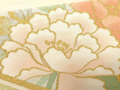 平和屋着物●爪搔き本綴れ　八寸名古屋帯　菱花文　金銀糸　正絹　逸品　CAAV5225yk