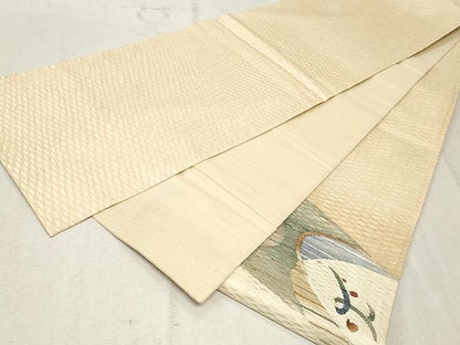 平和屋着物▽スリーシーズン 春夏秋 太鼓柄袋帯 櫛織り 立波吉祥文 正絹 逸品 CAAV5226yk