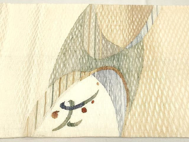 平和屋着物▽スリーシーズン 春夏秋 太鼓柄袋帯 櫛織り 立波吉祥文 正絹 逸品 CAAV5226yk