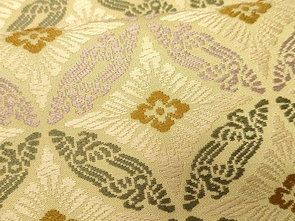 平和屋着物●六通柄袋帯　唐織　七宝花文　金糸　正絹　逸品　CAAV5227yk