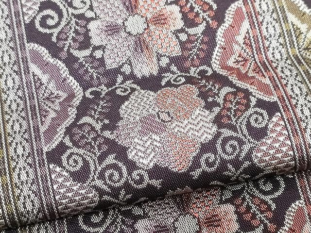 平和屋着物●本場筑前博多織　八寸名古屋帯　花唐草文　正絹　逸品　CAAV5231yk