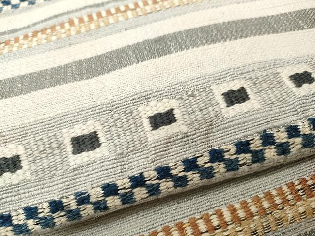 平和屋着物●八寸名古屋帯　紬地　横段吉祥文　金糸　正絹　逸品　CAAV5239yk