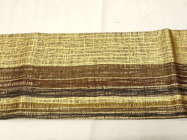 平和屋着物▽スリーシーズン 春夏秋 九寸名古屋帯 紬地 間道 正絹 逸品 CAAV5240yk