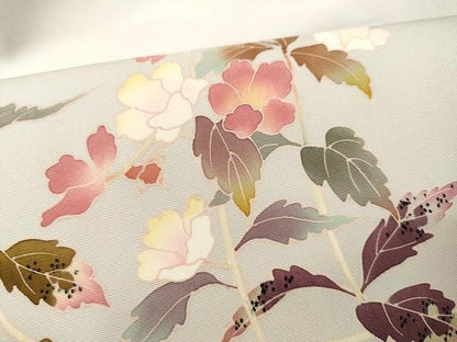 平和屋着物●塩瀬　九寸名古屋帯　友禅　作家物　枝花文　正絹　逸品　CAAV5247yk