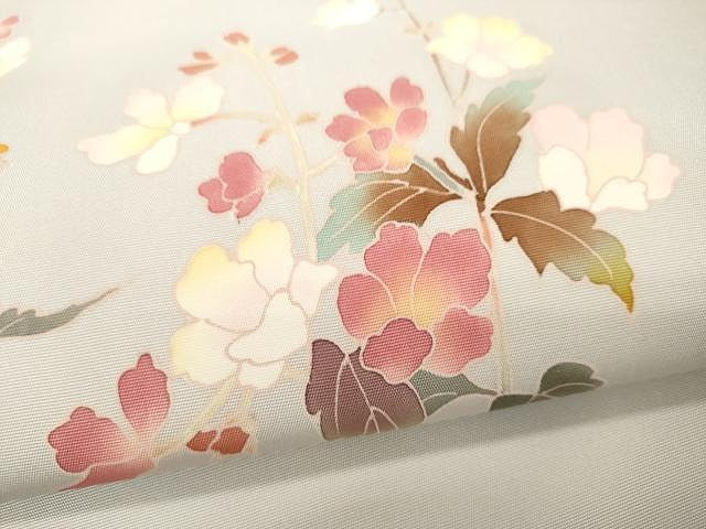 平和屋着物●塩瀬　九寸名古屋帯　友禅　作家物　枝花文　正絹　逸品　CAAV5247yk
