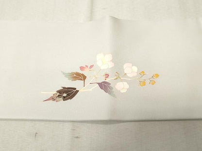 平和屋着物●塩瀬　九寸名古屋帯　友禅　作家物　枝花文　正絹　逸品　CAAV5247yk