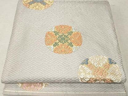 平和屋着物●六通柄袋帯　唐織　紗綾形有職文　金糸　正絹　逸品　CAAV5249yk