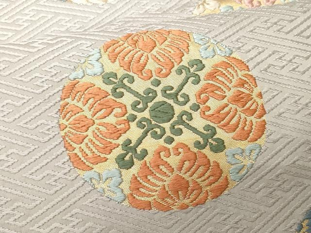 平和屋着物●六通柄袋帯　唐織　紗綾形有職文　金糸　正絹　逸品　CAAV5249yk