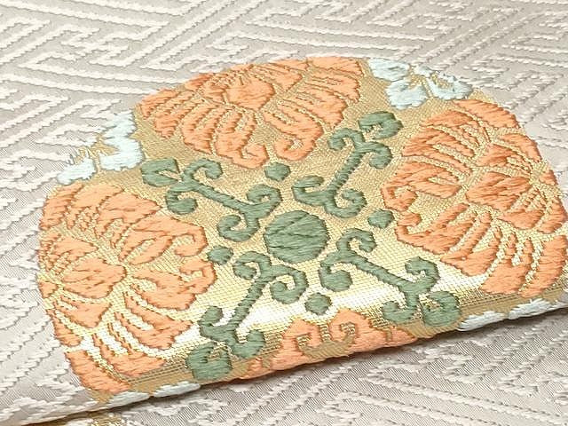 平和屋着物●六通柄袋帯　唐織　紗綾形有職文　金糸　正絹　逸品　CAAV5249yk