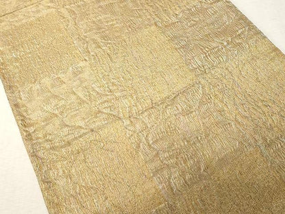 平和屋着物▽スリーシーズン 春夏秋 全通柄袋帯 市松文 金糸 正絹 逸品 CAAV5255yk