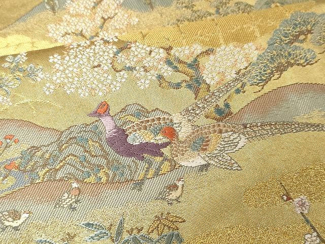 平和屋着物●西陣　長嶋成織物　六通柄袋帯　花鳥の楽園図　瀞金箔　本金箔　証紙付き　正絹　逸品　CAAV5414yk
