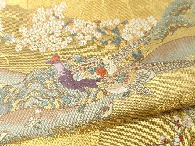 平和屋着物●西陣　長嶋成織物　六通柄袋帯　花鳥の楽園図　瀞金箔　本金箔　証紙付き　正絹　逸品　CAAV5414yk