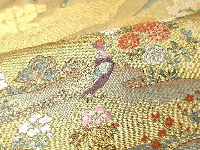 平和屋着物●西陣　長嶋成織物　六通柄袋帯　花鳥の楽園図　瀞金箔　本金箔　証紙付き　正絹　逸品　CAAV5414yk