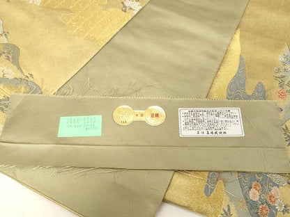 平和屋着物●西陣　長嶋成織物　六通柄袋帯　花鳥の楽園図　瀞金箔　本金箔　証紙付き　正絹　逸品　CAAV5414yk