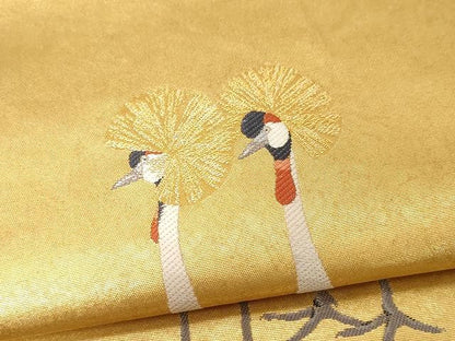 平和屋着物●西陣　長嶋成織物　上村松篁　太鼓柄袋帯　唐織　冠鶴　瀞金箔　本金箔　正絹　逸品　CAAV5415yk
