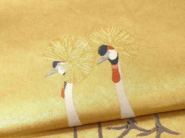 平和屋着物●西陣　長嶋成織物　上村松篁　太鼓柄袋帯　唐織　冠鶴　瀞金箔　本金箔　正絹　逸品　CAAV5415yk