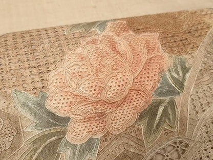 平和屋着物●中国三大刺繍　スワトウ刺繍　相良刺繍　総刺繍　太鼓柄袋帯　紬地　吉祥花文　正絹　逸品　未使用　CAAV5565yk